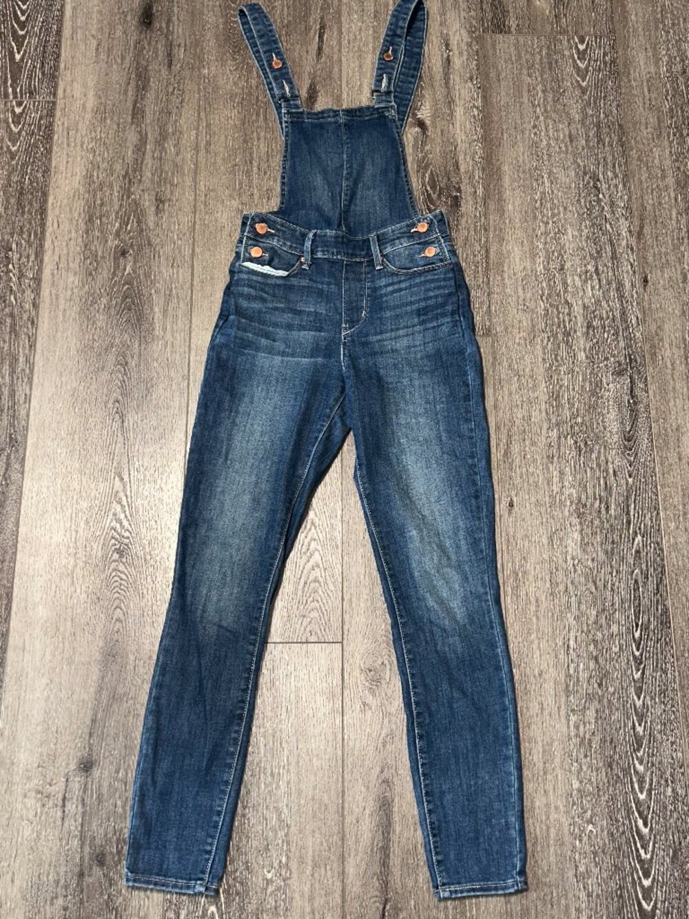 Levis Signature Womens Bib Denim Overalls Size XS Skinny Leg Casual Cotton